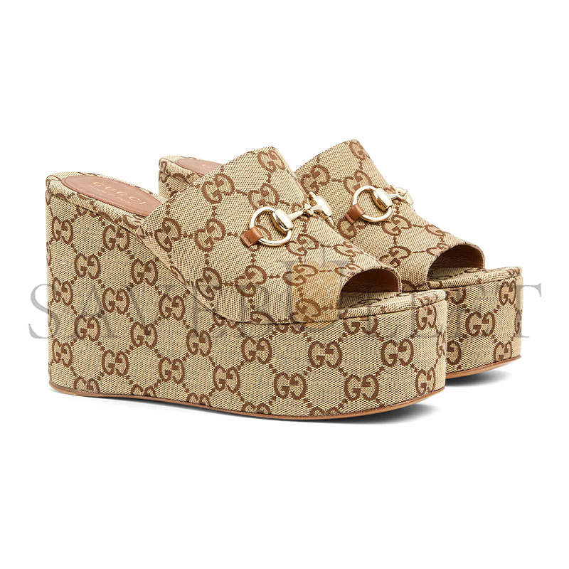 GUCCI WOMEN'S WEDGE SANDAL WITH HORSEBIT 816328 GUCCI WOMEN'S WEDGE SANDAL WITH HORSEBIT 816328
